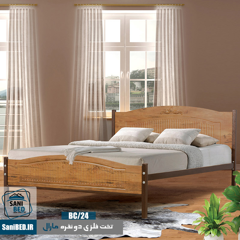 تخت دو نفره چوبی فلزی