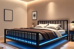 تخت خواب دو نفره مدرن با نورپردازی