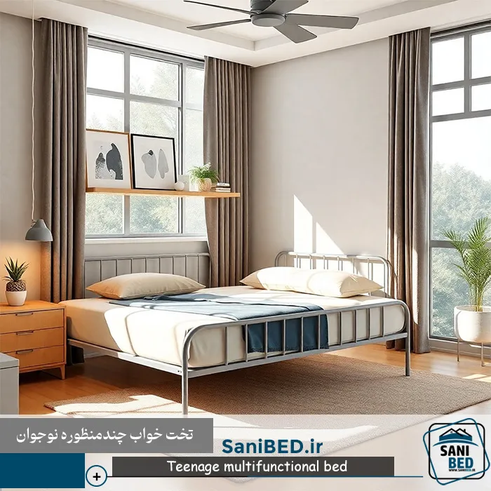 تخت خواب فلزی نوجوان با طراحی خاص